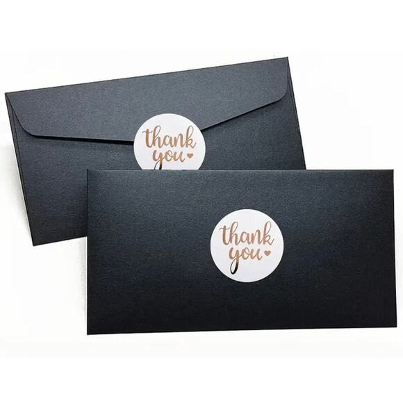 New 500 Piece Roll Self-Adhesive Rose Gold Thank You Stickers - Picture 2 of 4